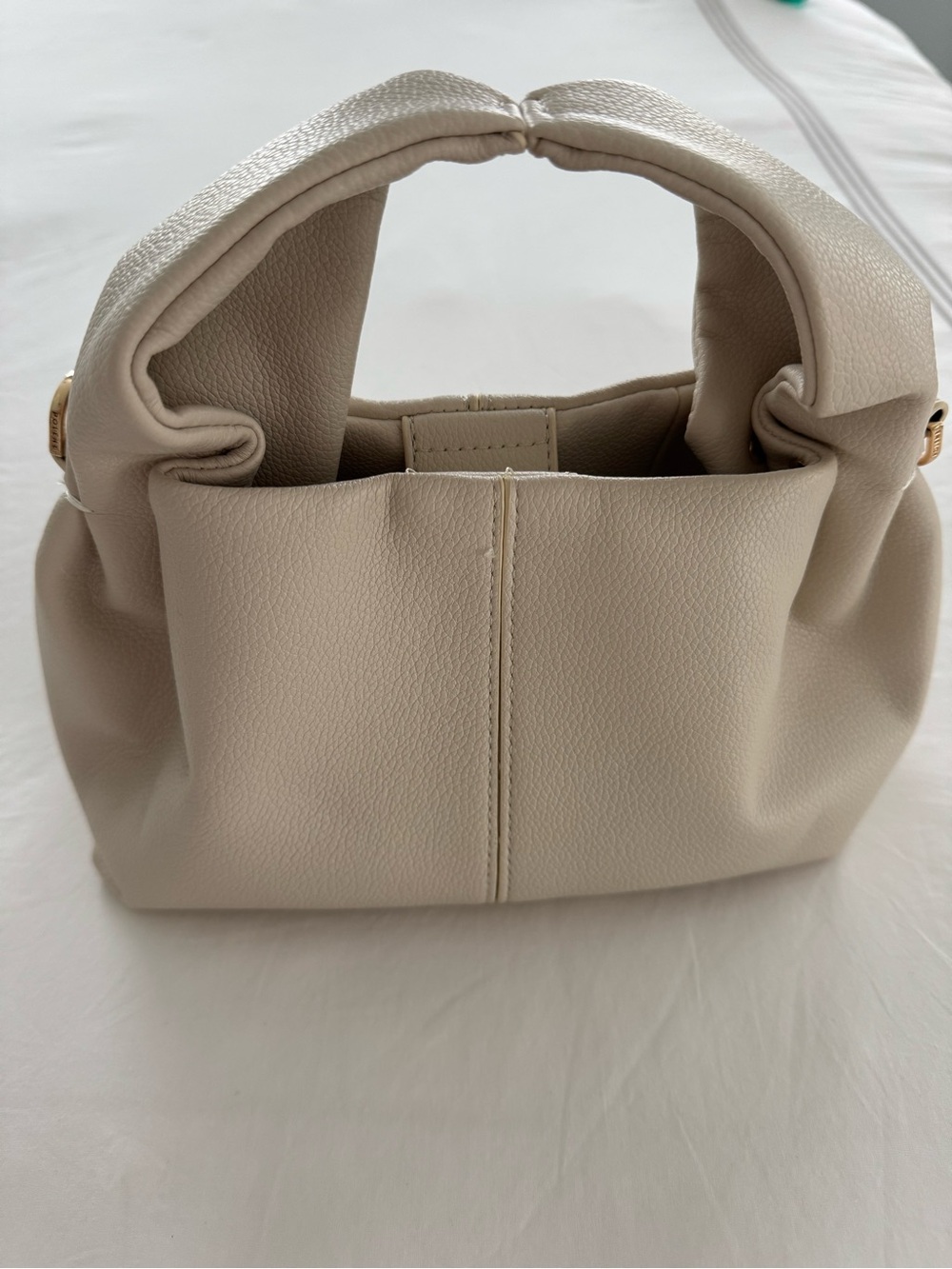 Polene Numero Neuf Mini Leather Shoulder Bag in Chalk - Picture 4 of 6